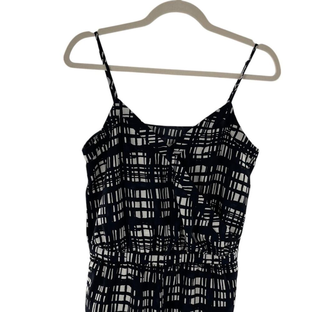 Madewell Navy Blue Brushstroke Plaid Sleeveless Ankle Tie Jumpsuit - Picture 3 of 11